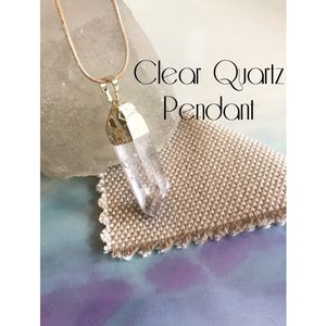 Clear Quartz Gold Tone Pendant